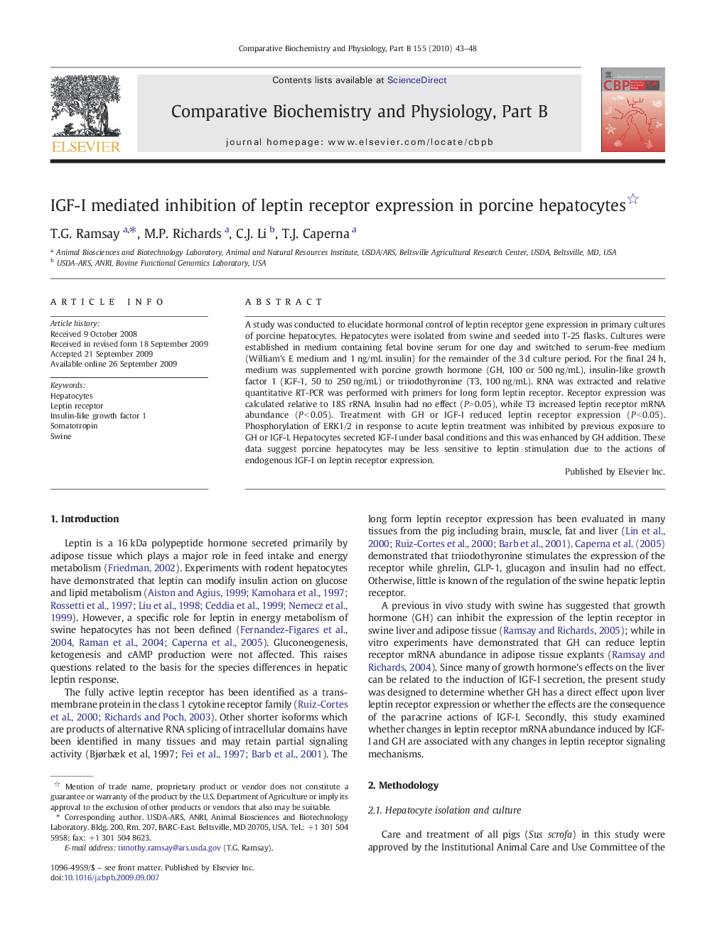 IGF-I mediated inhibition of leptin receptor expression in porcine hepatocytes 