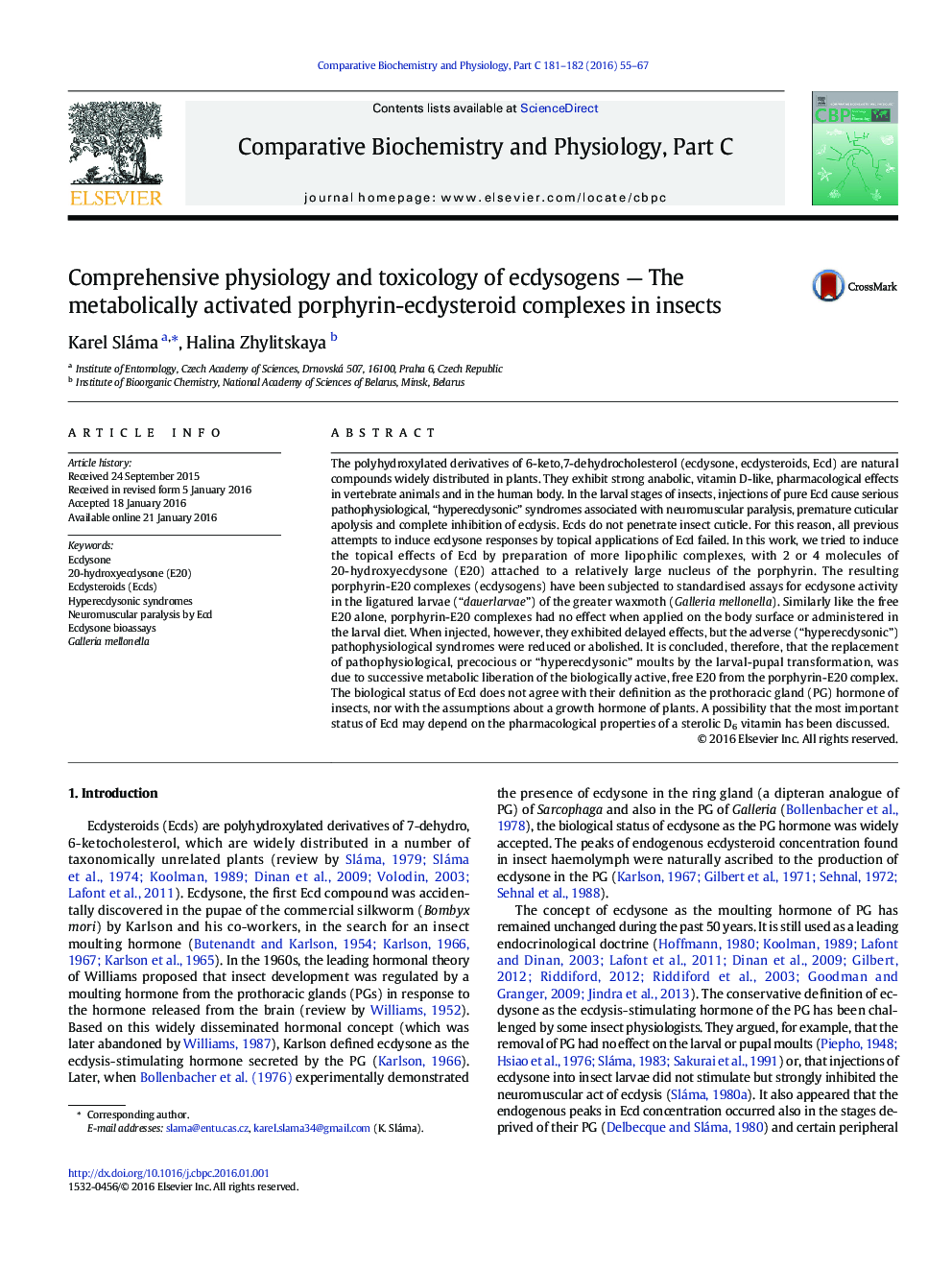 Comprehensive physiology and toxicology of ecdysogens — The metabolically activated porphyrin-ecdysteroid complexes in insects