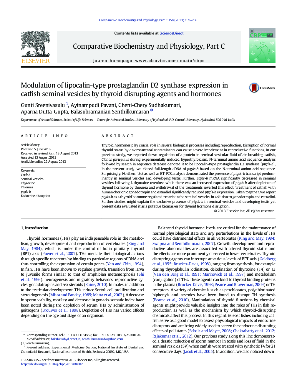 Modulation of lipocalin-type prostaglandin D2 synthase expression in catfish seminal vesicles by thyroid disrupting agents and hormones