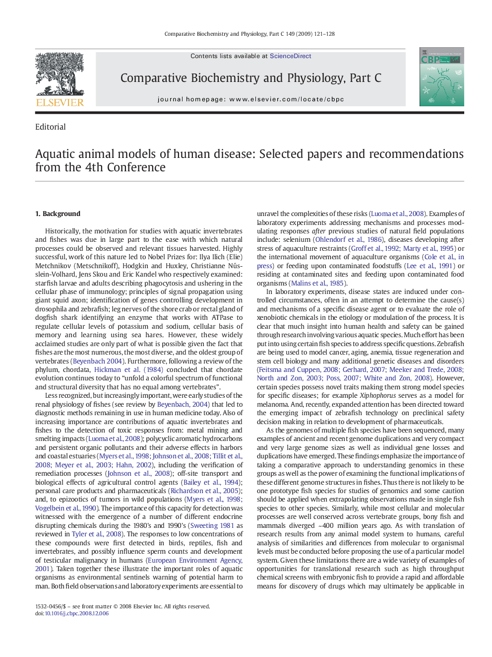 Aquatic animal models of human disease: Selected papers and recommendations from the 4th Conference