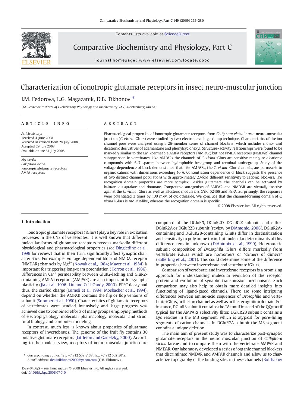 Characterization of ionotropic glutamate receptors in insect neuro-muscular junction