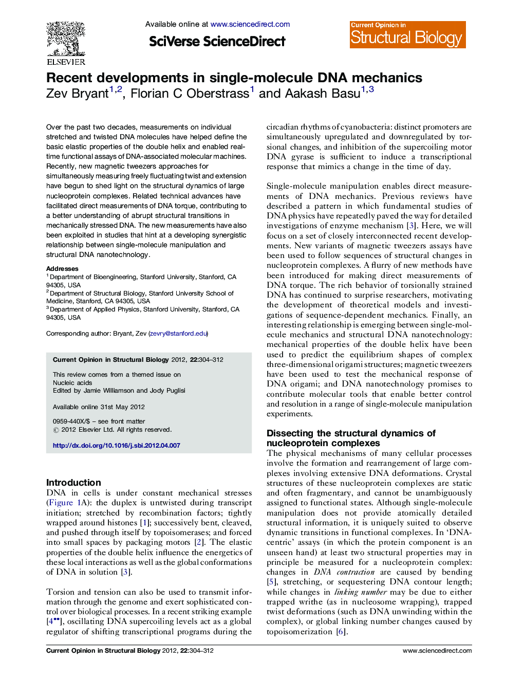 Recent developments in single-molecule DNA mechanics