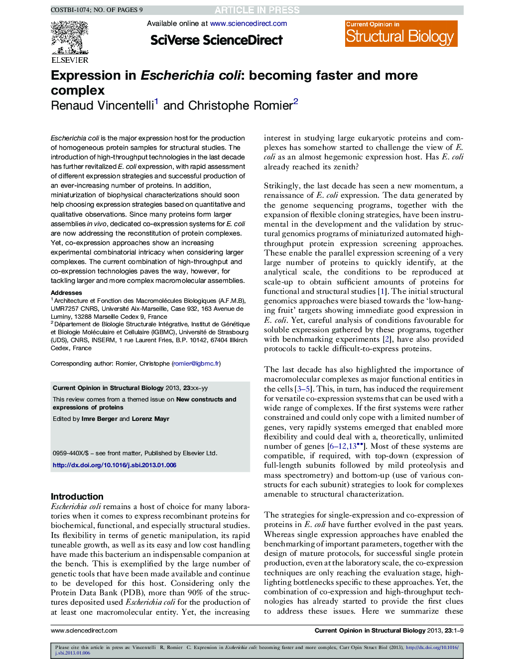 Expression in Escherichia coli: becoming faster and more complex