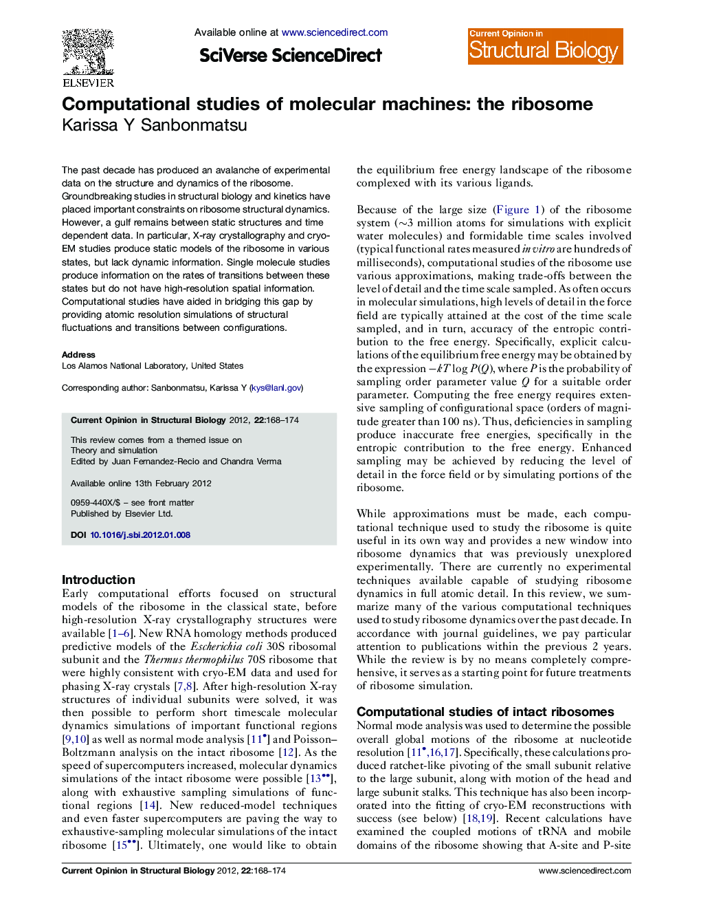 Computational studies of molecular machines: the ribosome