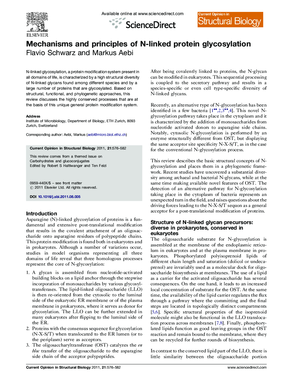 Mechanisms and principles of N-linked protein glycosylation