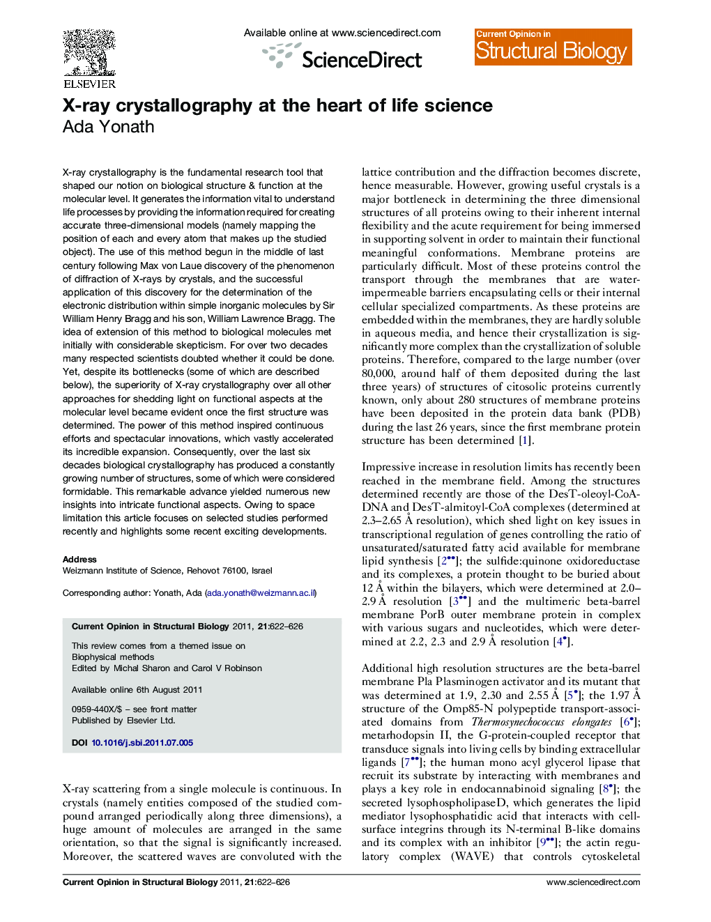 X-ray crystallography at the heart of life science