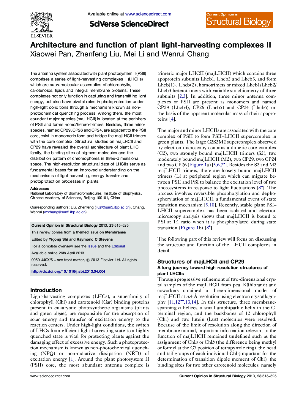 Architecture and function of plant light-harvesting complexes II