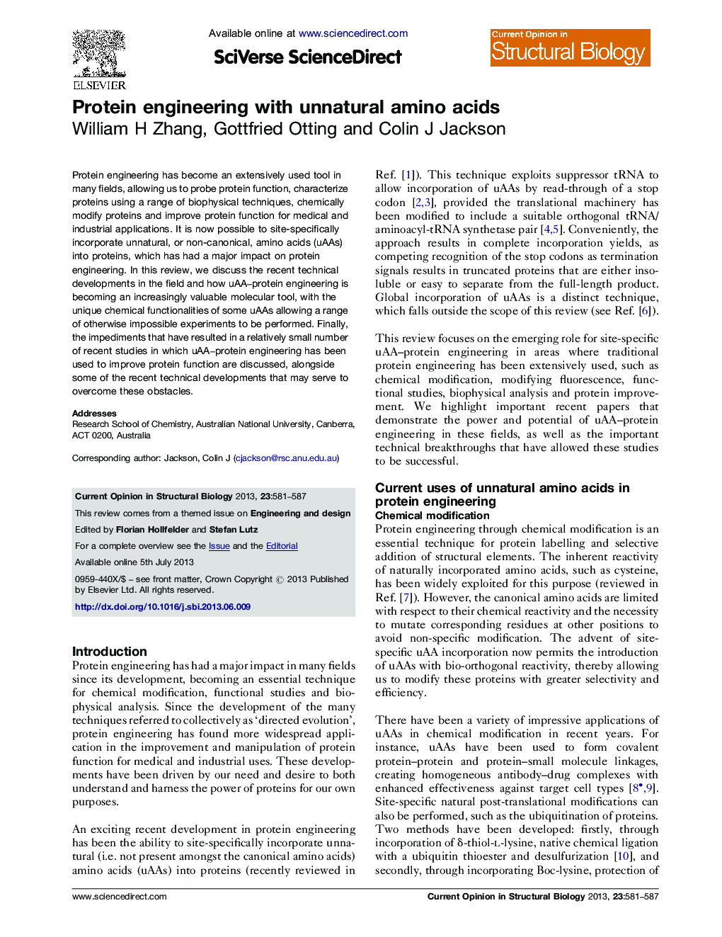 Protein engineering with unnatural amino acids