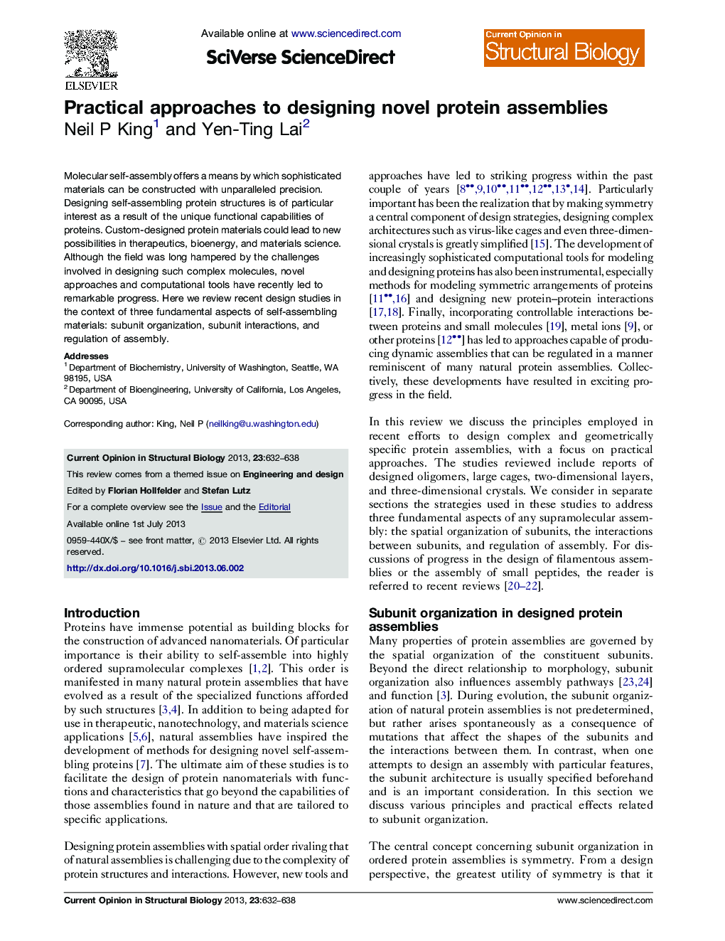 Practical approaches to designing novel protein assemblies