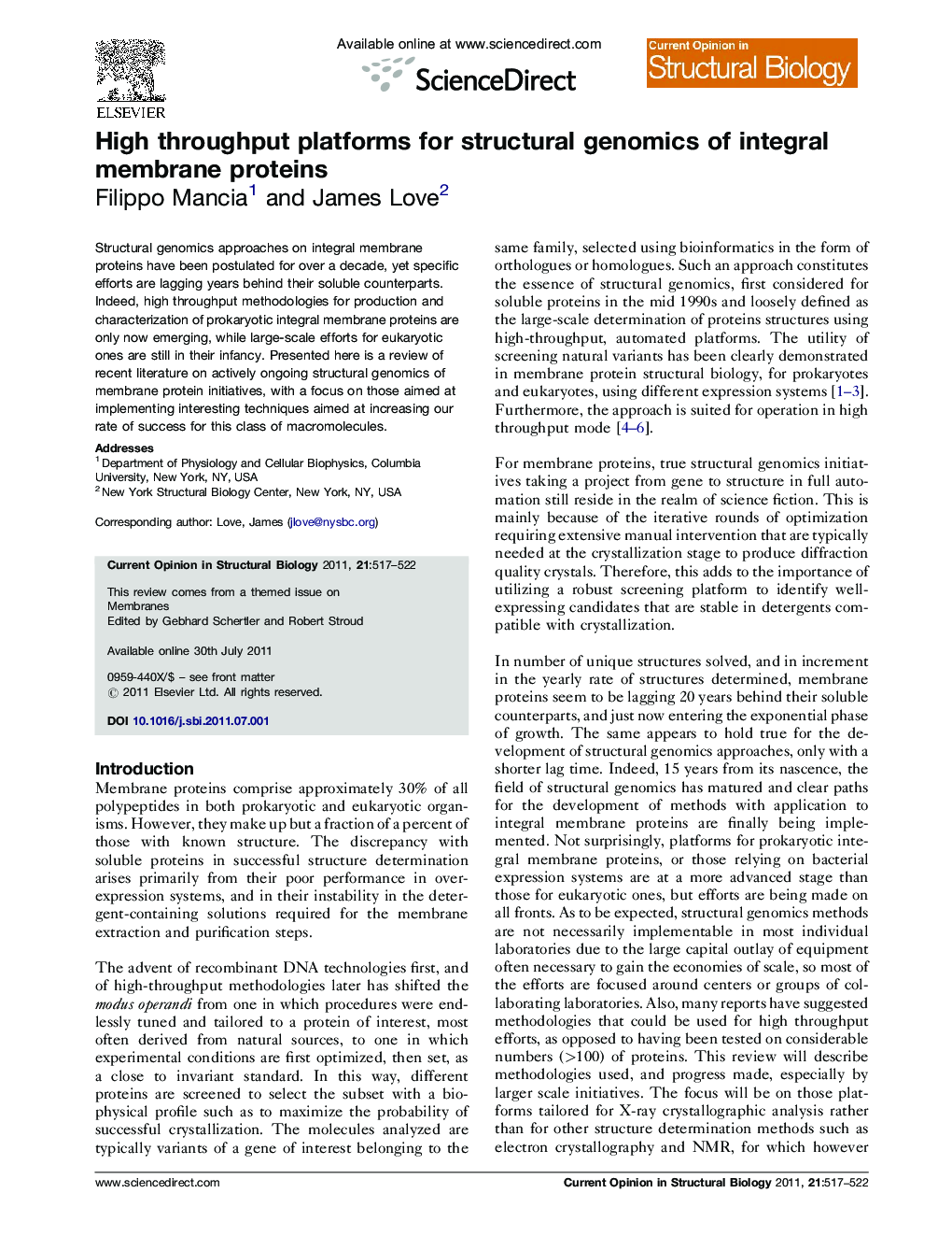 High throughput platforms for structural genomics of integral membrane proteins