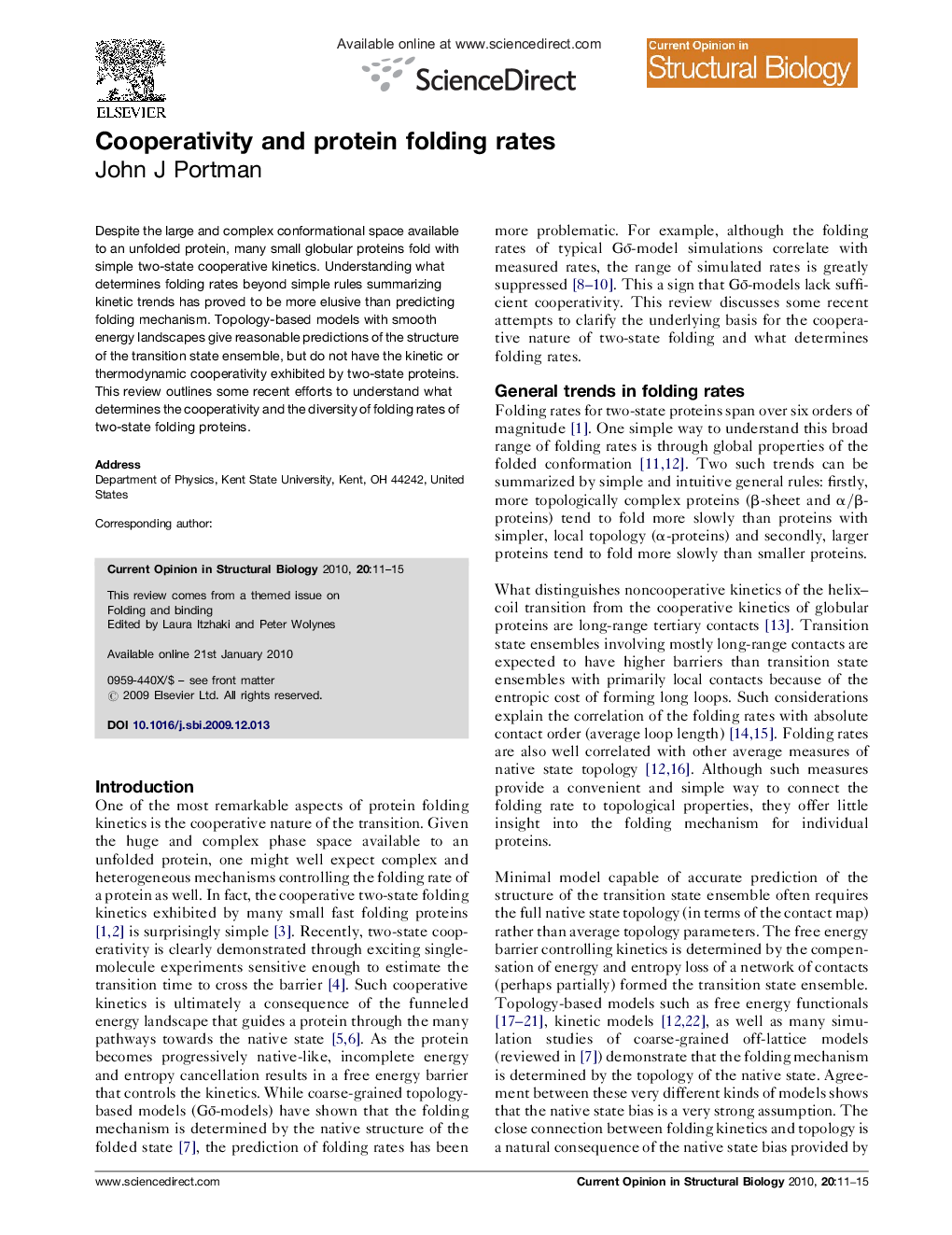 Cooperativity and protein folding rates