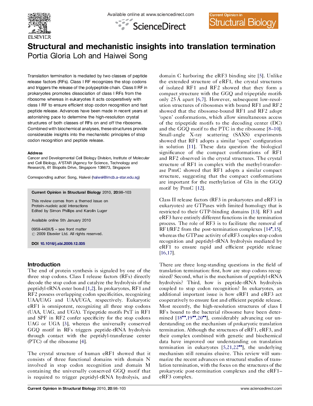 Structural and mechanistic insights into translation termination