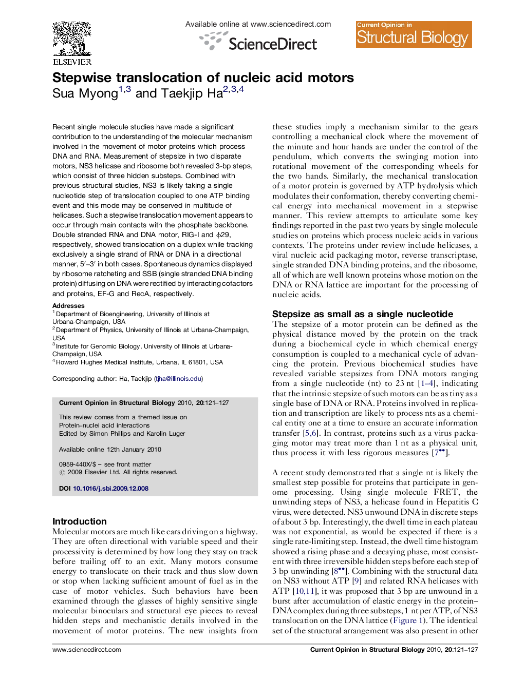 Stepwise translocation of nucleic acid motors