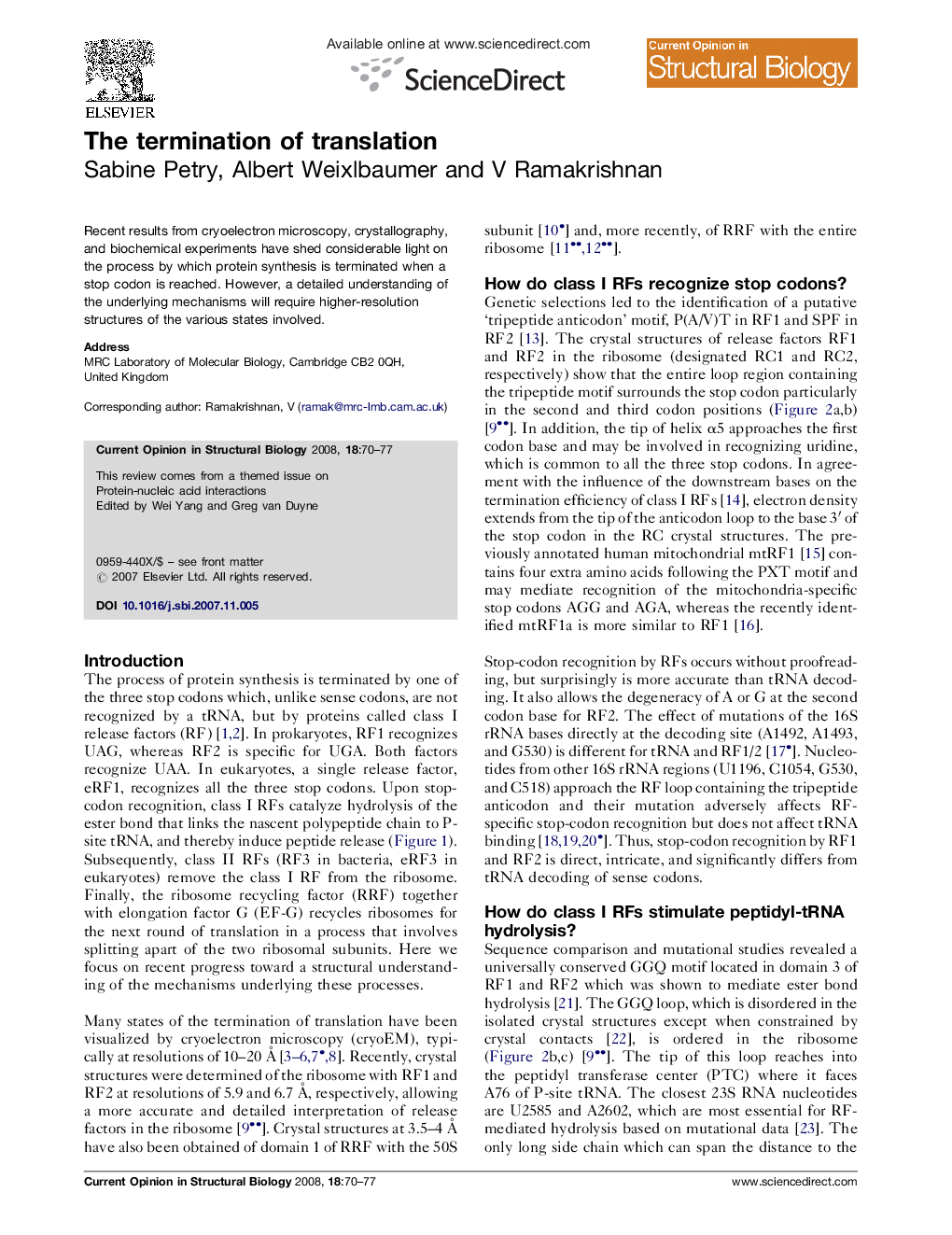 The termination of translation