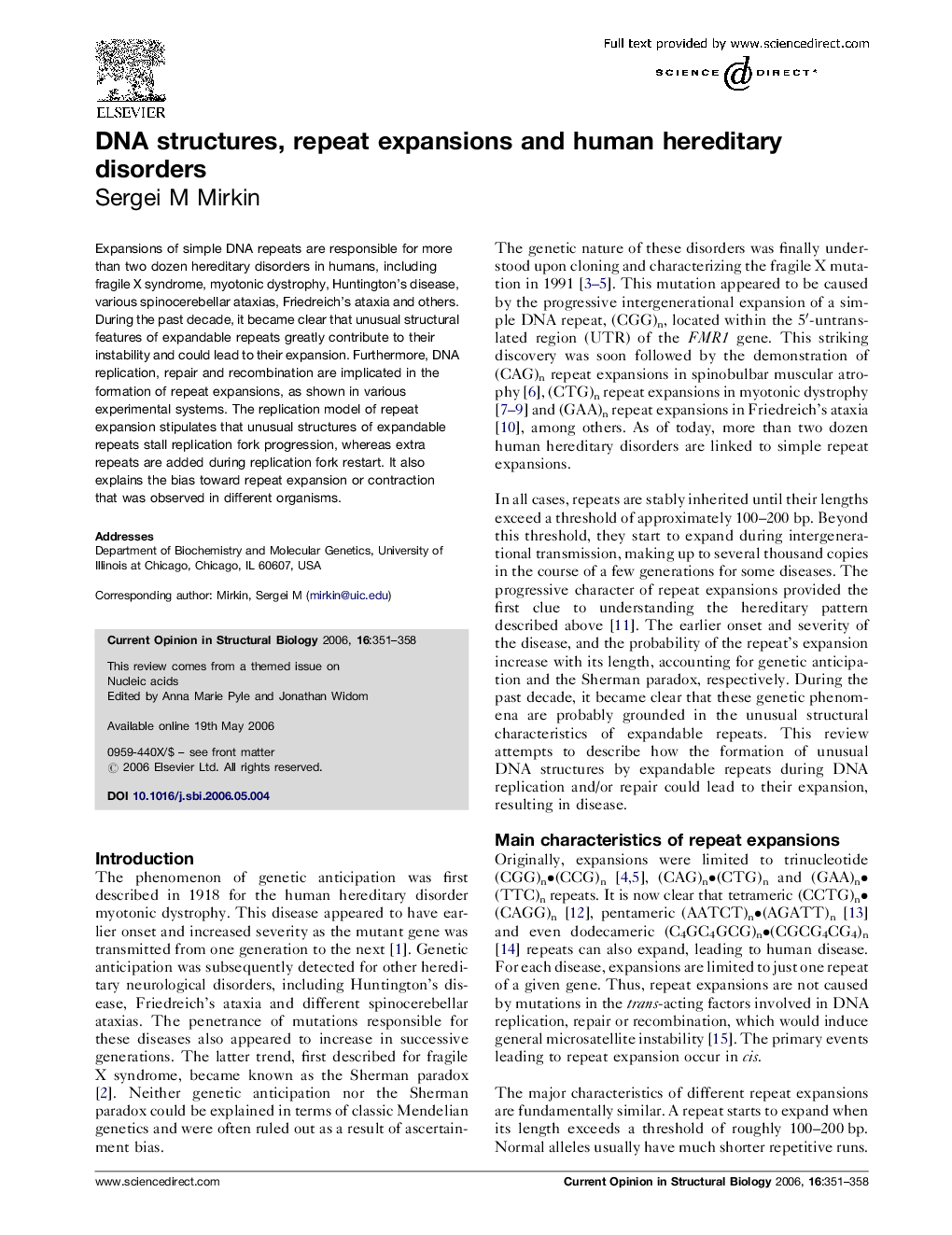 DNA structures, repeat expansions and human hereditary disorders