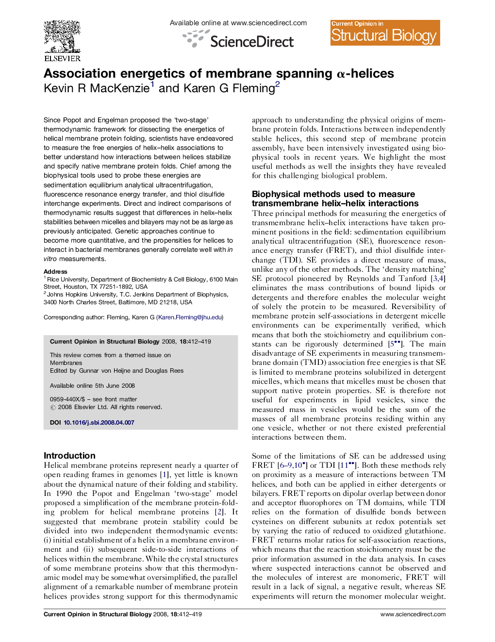 Association energetics of membrane spanning α-helices