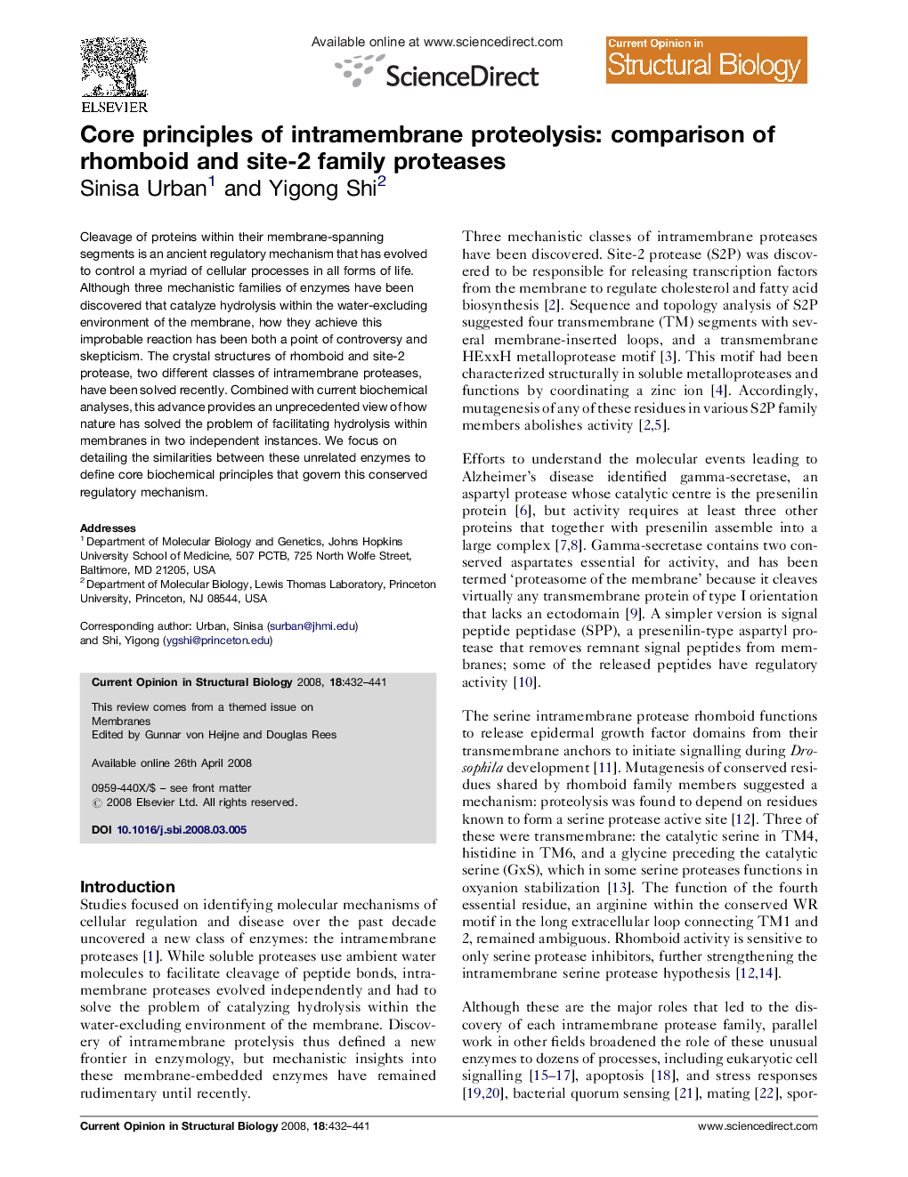 Core principles of intramembrane proteolysis: comparison of rhomboid and site-2 family proteases