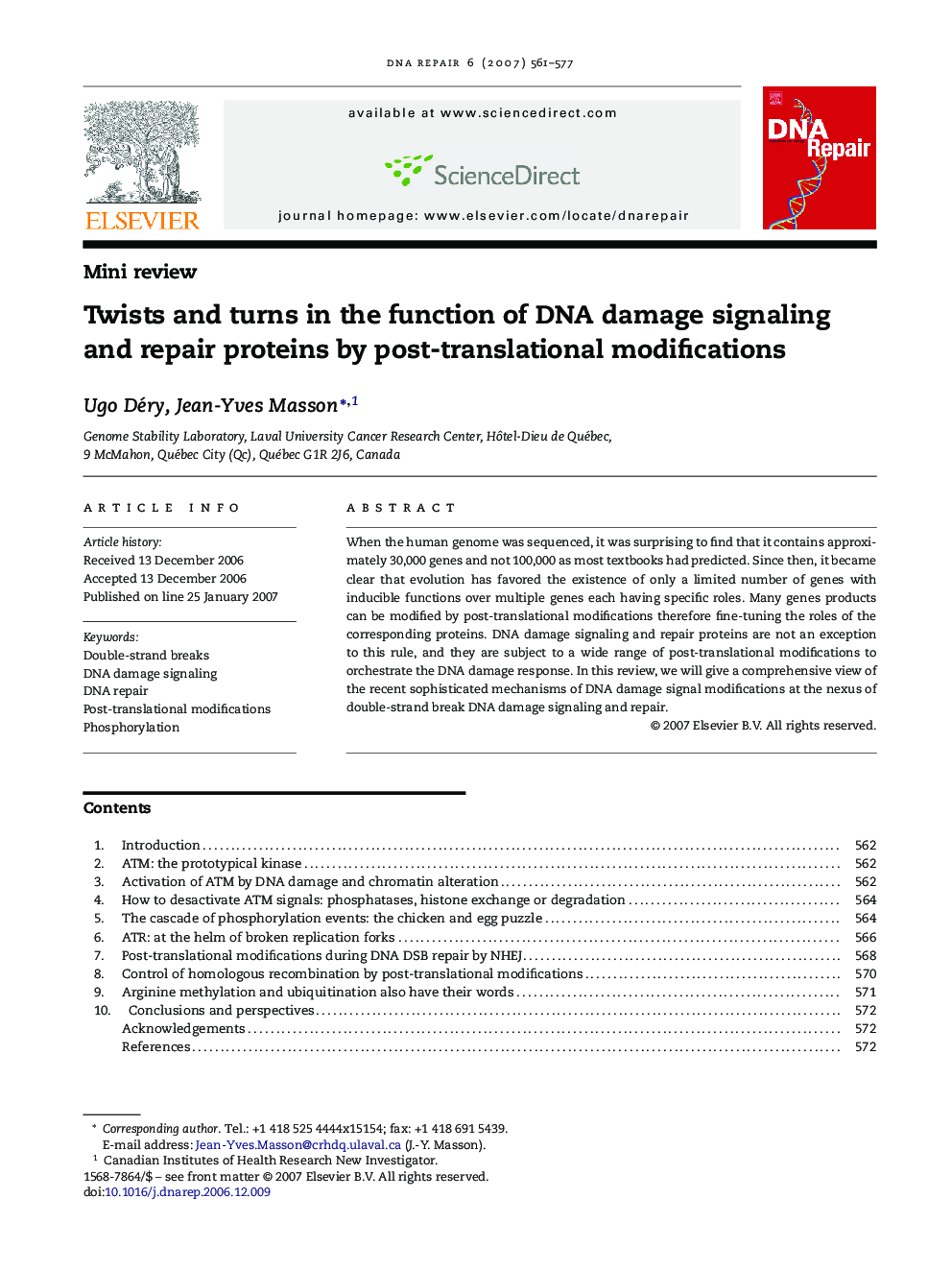 Twists and turns in the function of DNA damage signaling and repair proteins by post-translational modifications