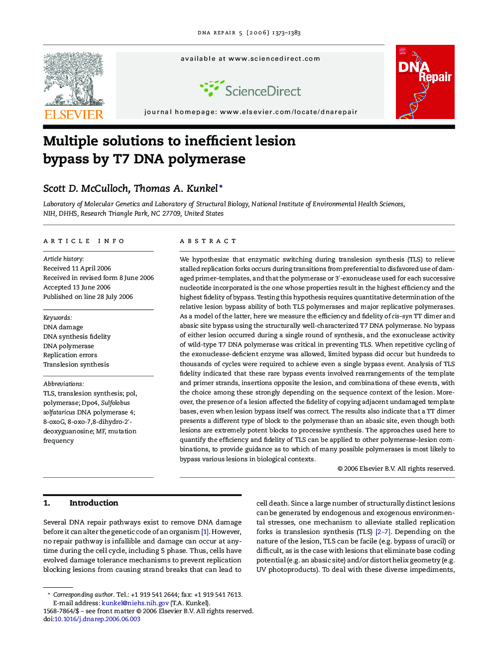 Multiple solutions to inefficient lesion bypass by T7 DNA polymerase