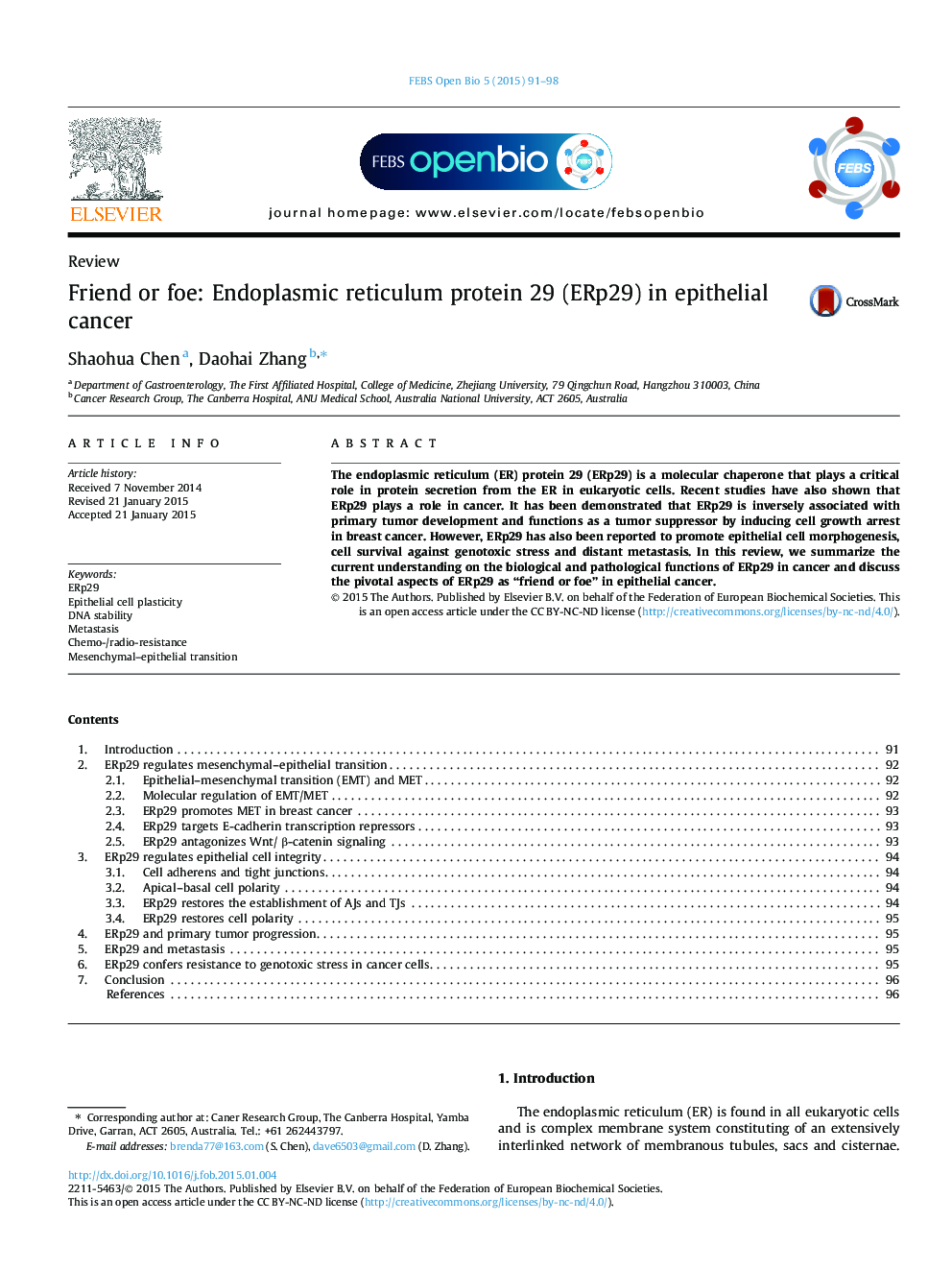 Friend or foe: Endoplasmic reticulum protein 29 (ERp29) in epithelial cancer