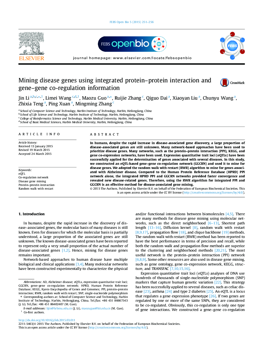 Mining disease genes using integrated protein–protein interaction and gene–gene co-regulation information