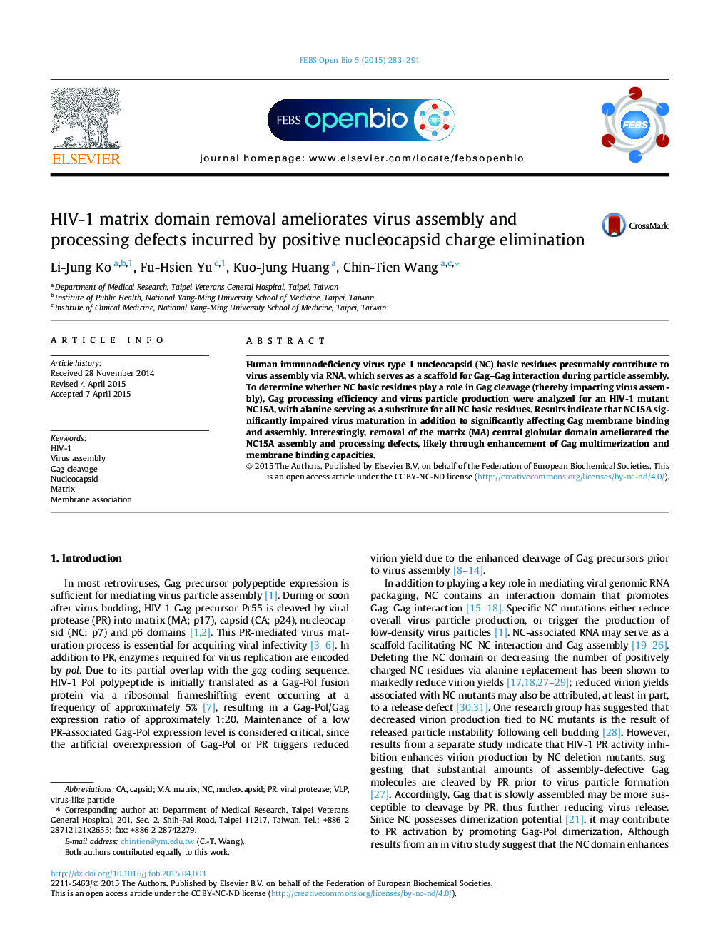 HIV-1 matrix domain removal ameliorates virus assembly and processing defects incurred by positive nucleocapsid charge elimination