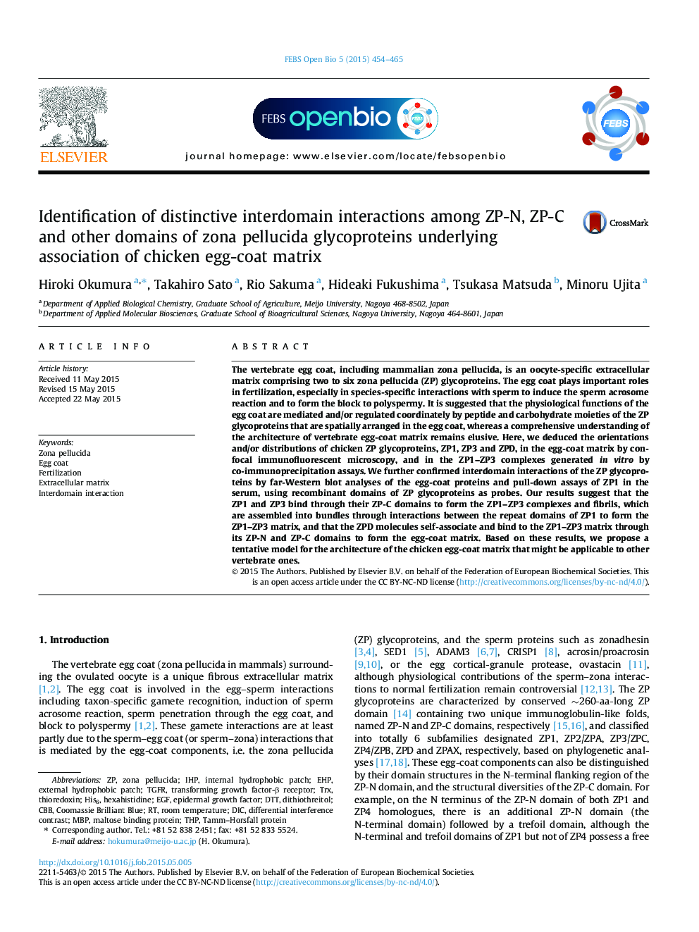 Identification of distinctive interdomain interactions among ZP-N, ZP-C and other domains of zona pellucida glycoproteins underlying association of chicken egg-coat matrix