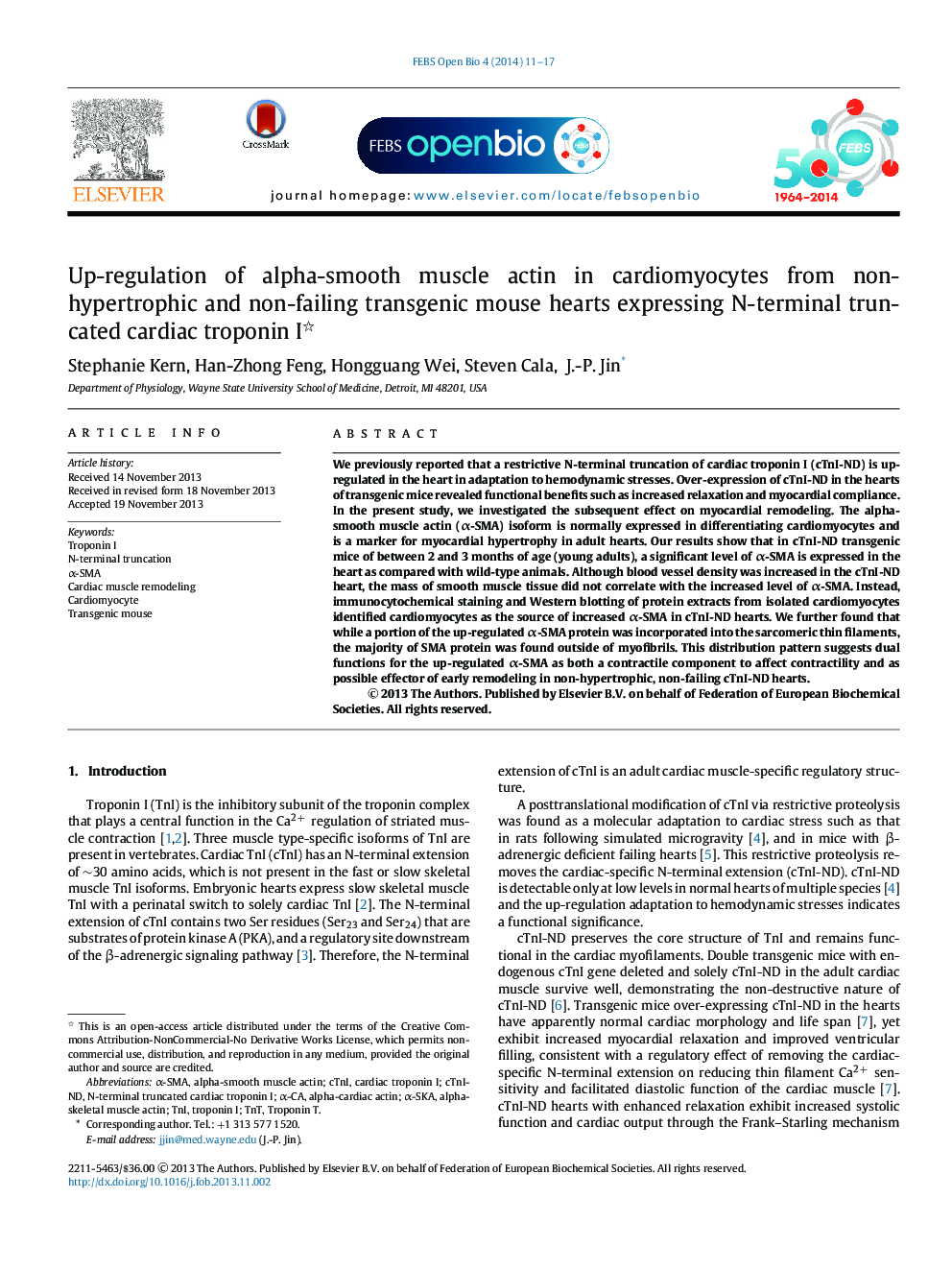 Up-regulation of alpha-smooth muscle actin in cardiomyocytes from non-hypertrophic and non-failing transgenic mouse hearts expressing N-terminal truncated cardiac troponin I 