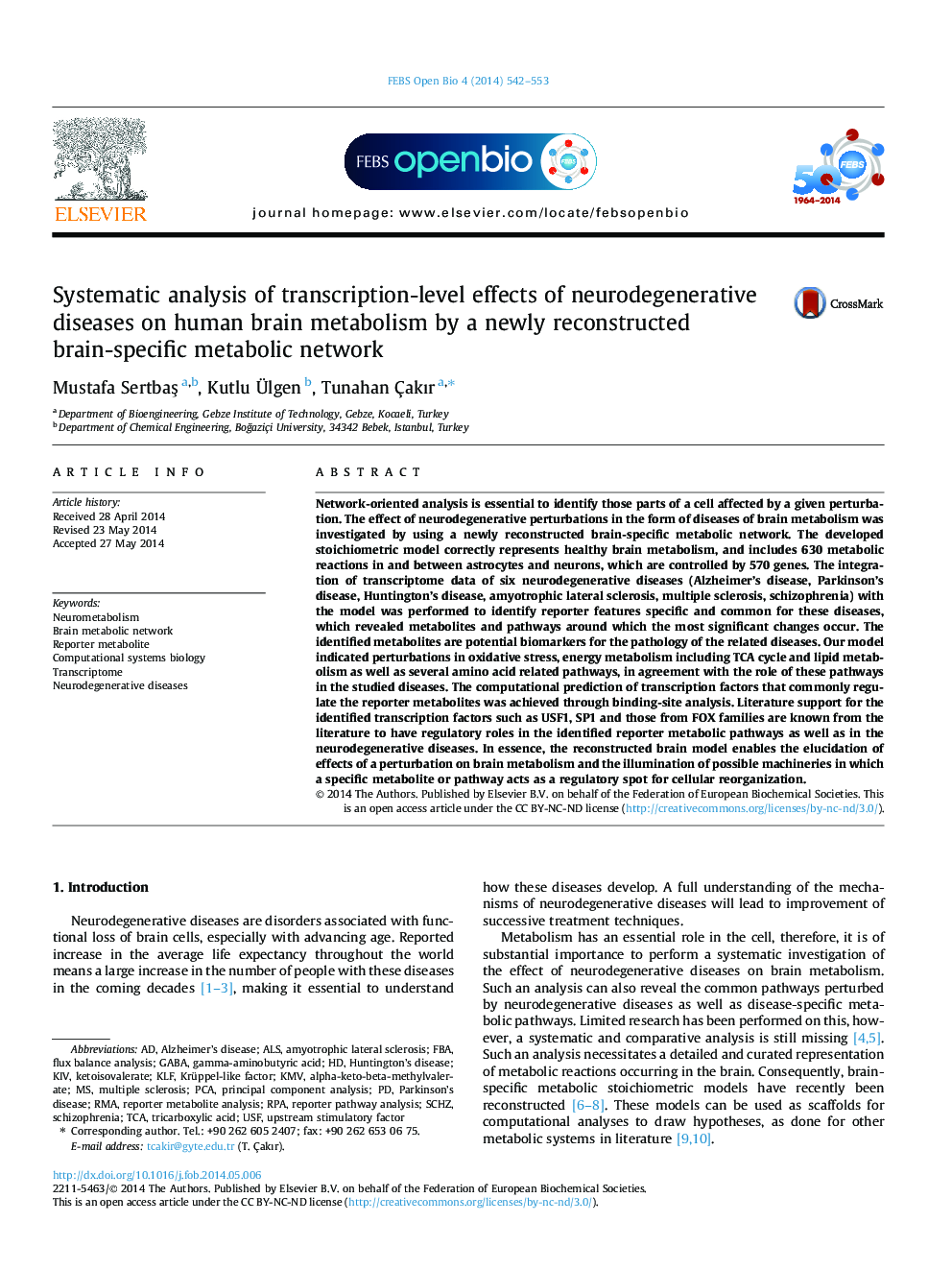 Systematic analysis of transcription-level effects of neurodegenerative diseases on human brain metabolism by a newly reconstructed brain-specific metabolic network