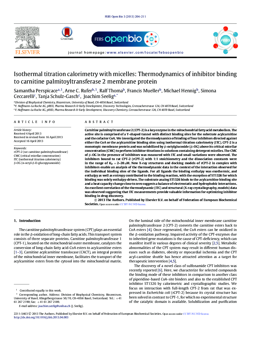 Isothermal titration calorimetry with micelles: Thermodynamics of inhibitor binding to carnitine palmitoyltransferase 2 membrane protein