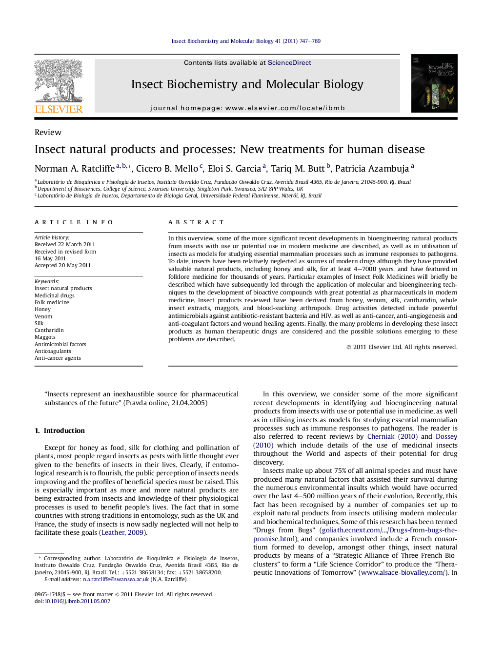 Insect natural products and processes: New treatments for human disease