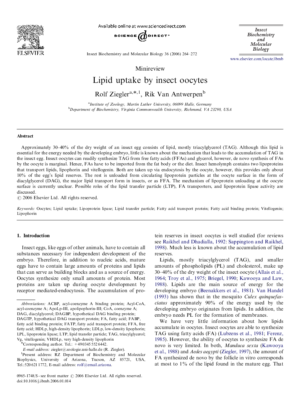 Lipid uptake by insect oocytes