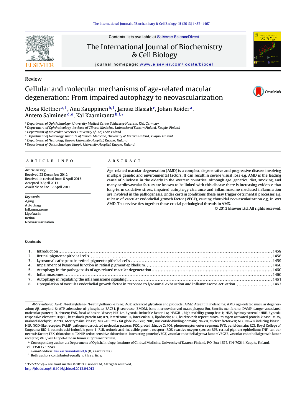 Cellular and molecular mechanisms of age-related macular degeneration: From impaired autophagy to neovascularization