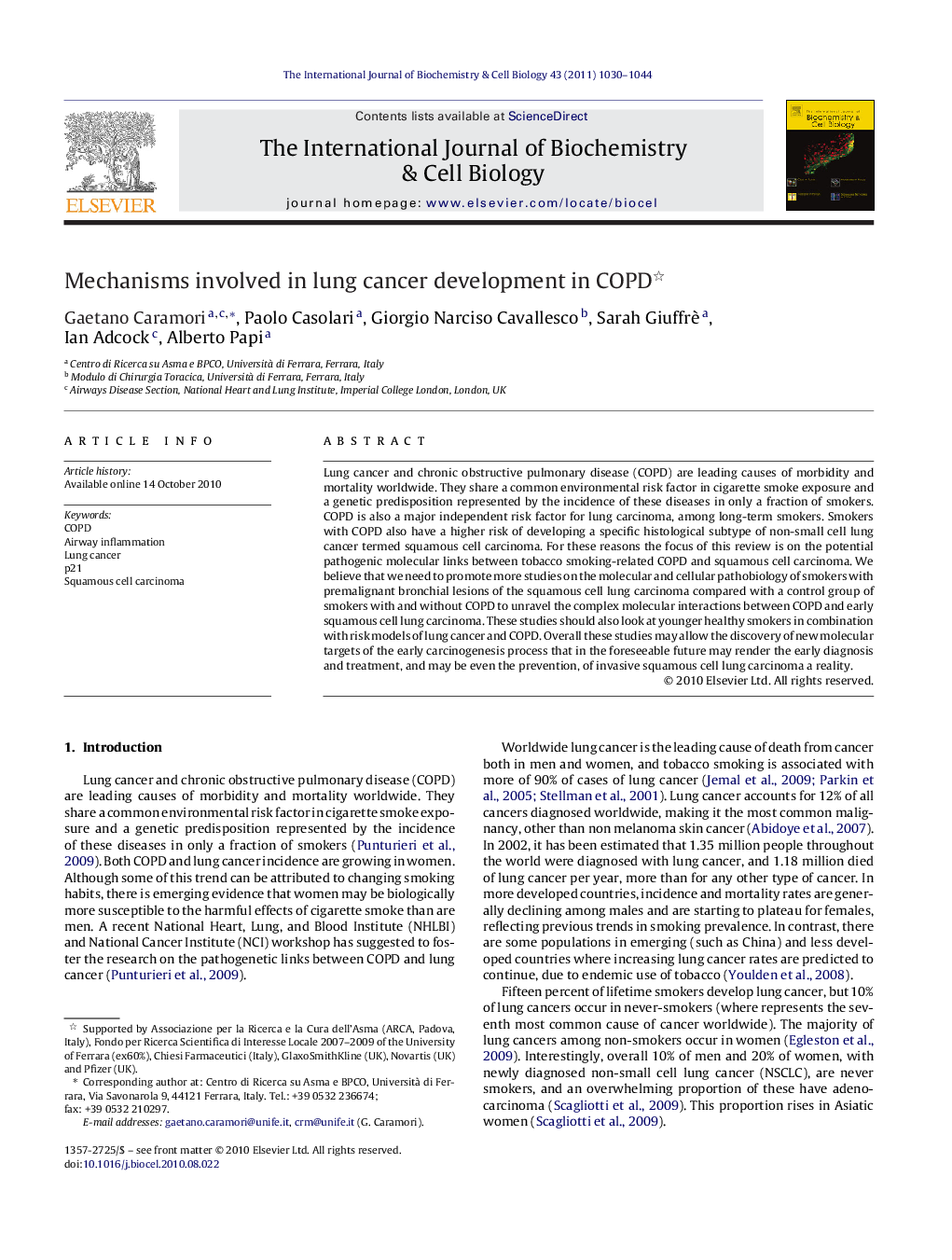 Mechanisms involved in lung cancer development in COPD 