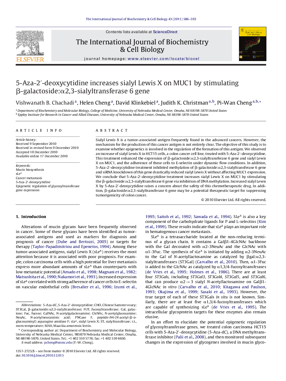 5-Aza-2′-deoxycytidine increases sialyl Lewis X on MUC1 by stimulating β-galactoside:α2,3-sialyltransferase 6 gene