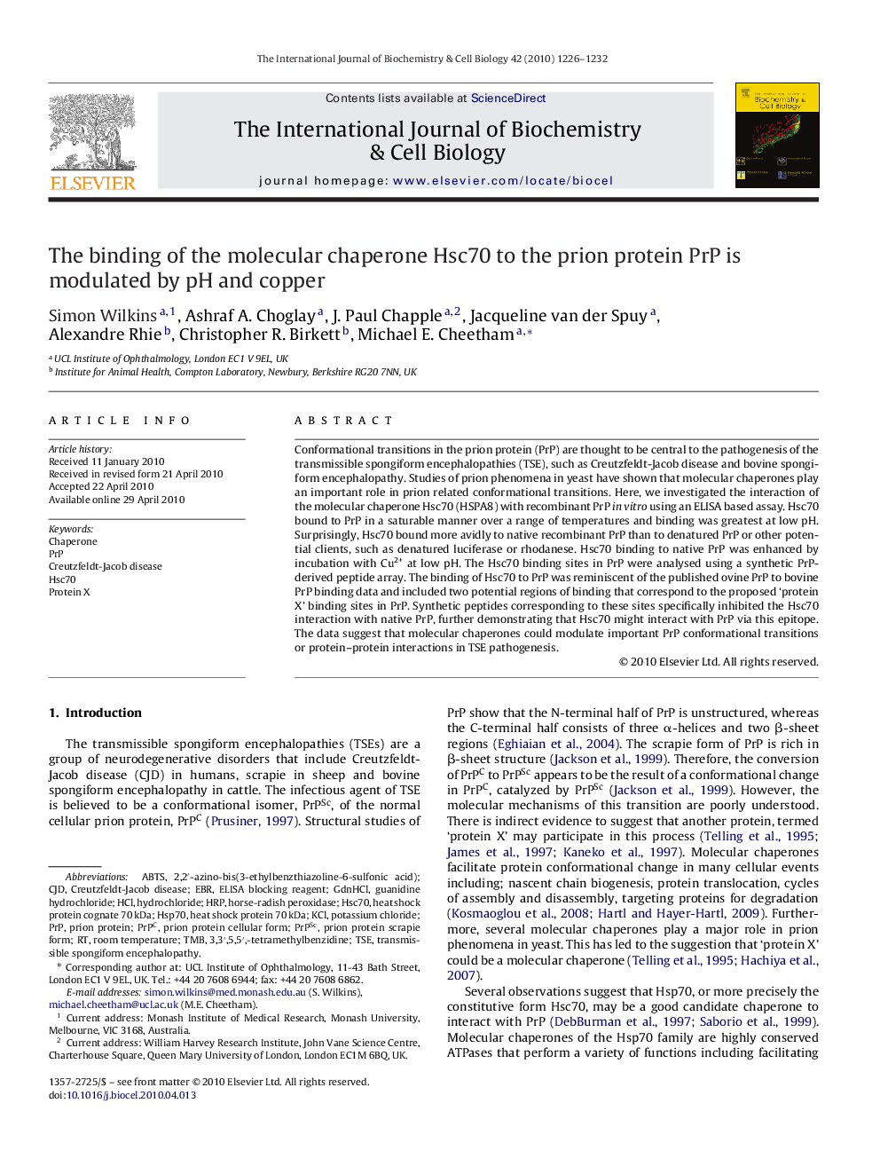 The binding of the molecular chaperone Hsc70 to the prion protein PrP is modulated by pH and copper