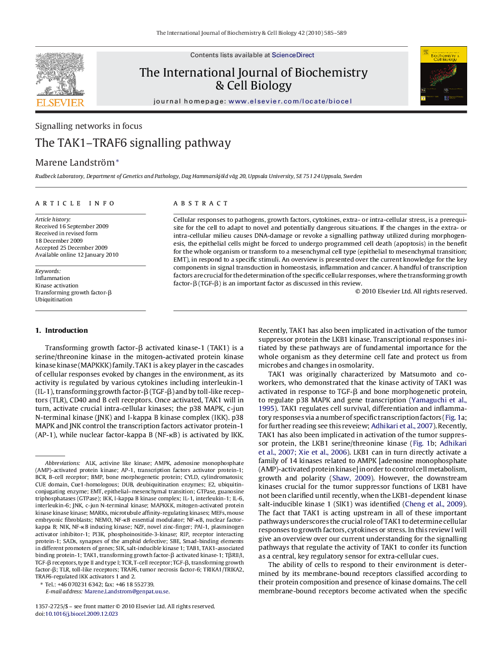 The TAK1–TRAF6 signalling pathway