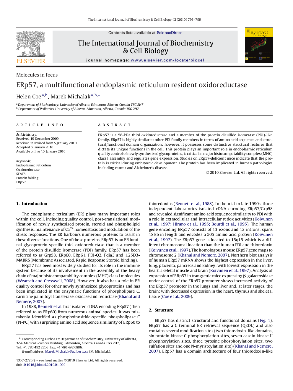 ERp57, a multifunctional endoplasmic reticulum resident oxidoreductase