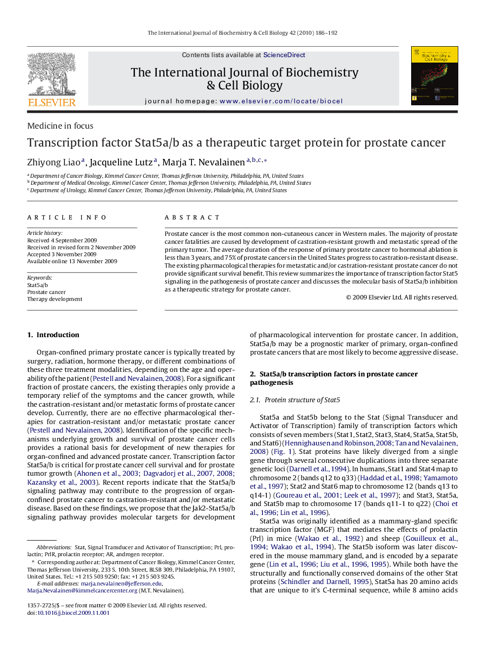 Transcription factor Stat5a/b as a therapeutic target protein for prostate cancer