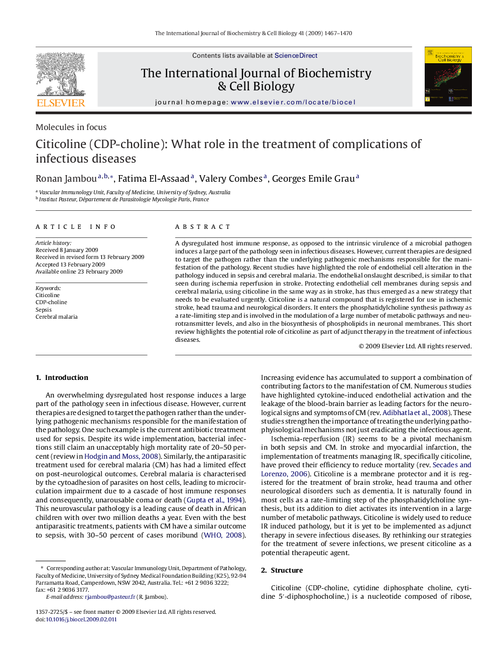 Citicoline (CDP-choline): What role in the treatment of complications of infectious diseases