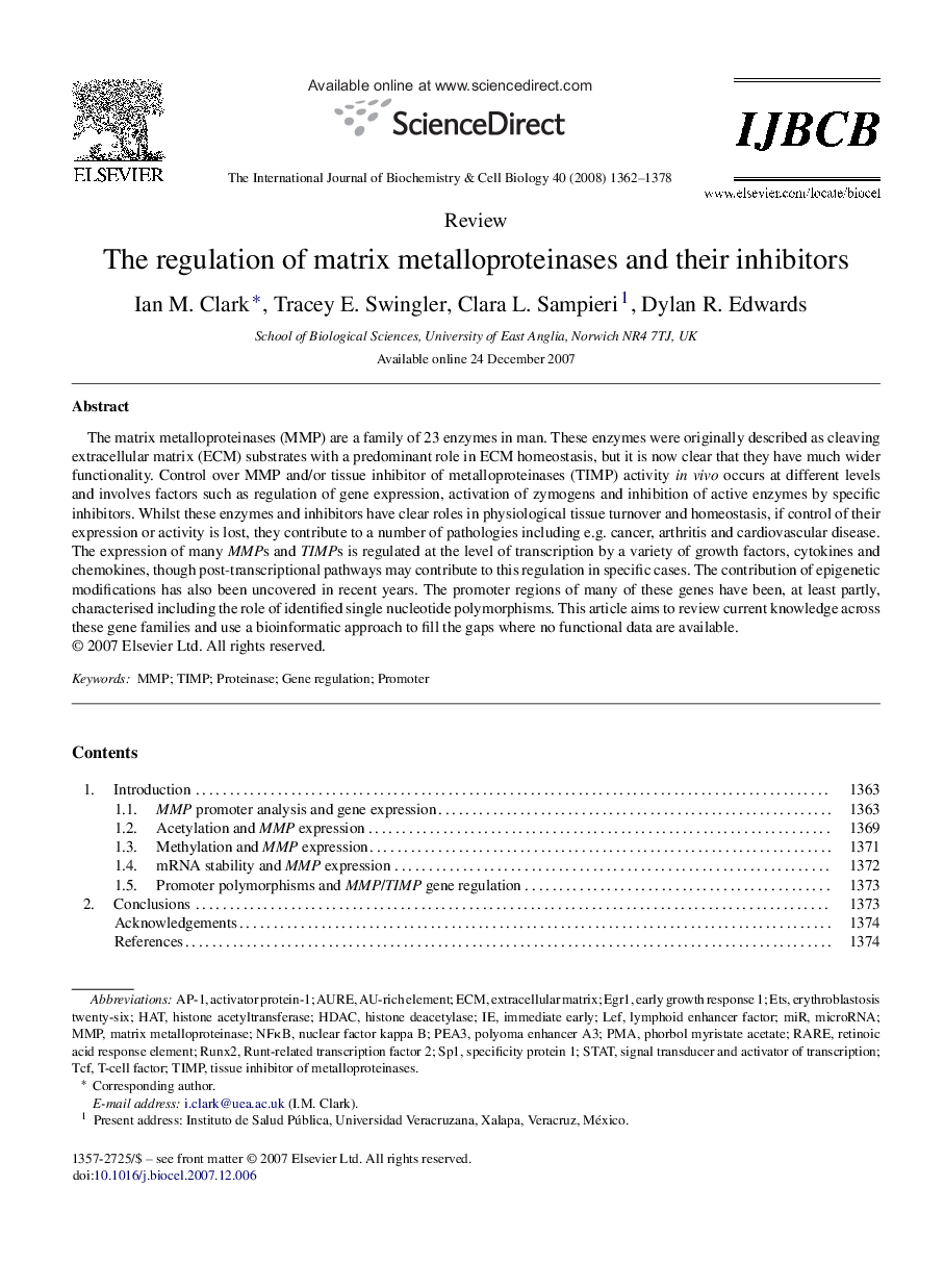 The regulation of matrix metalloproteinases and their inhibitors