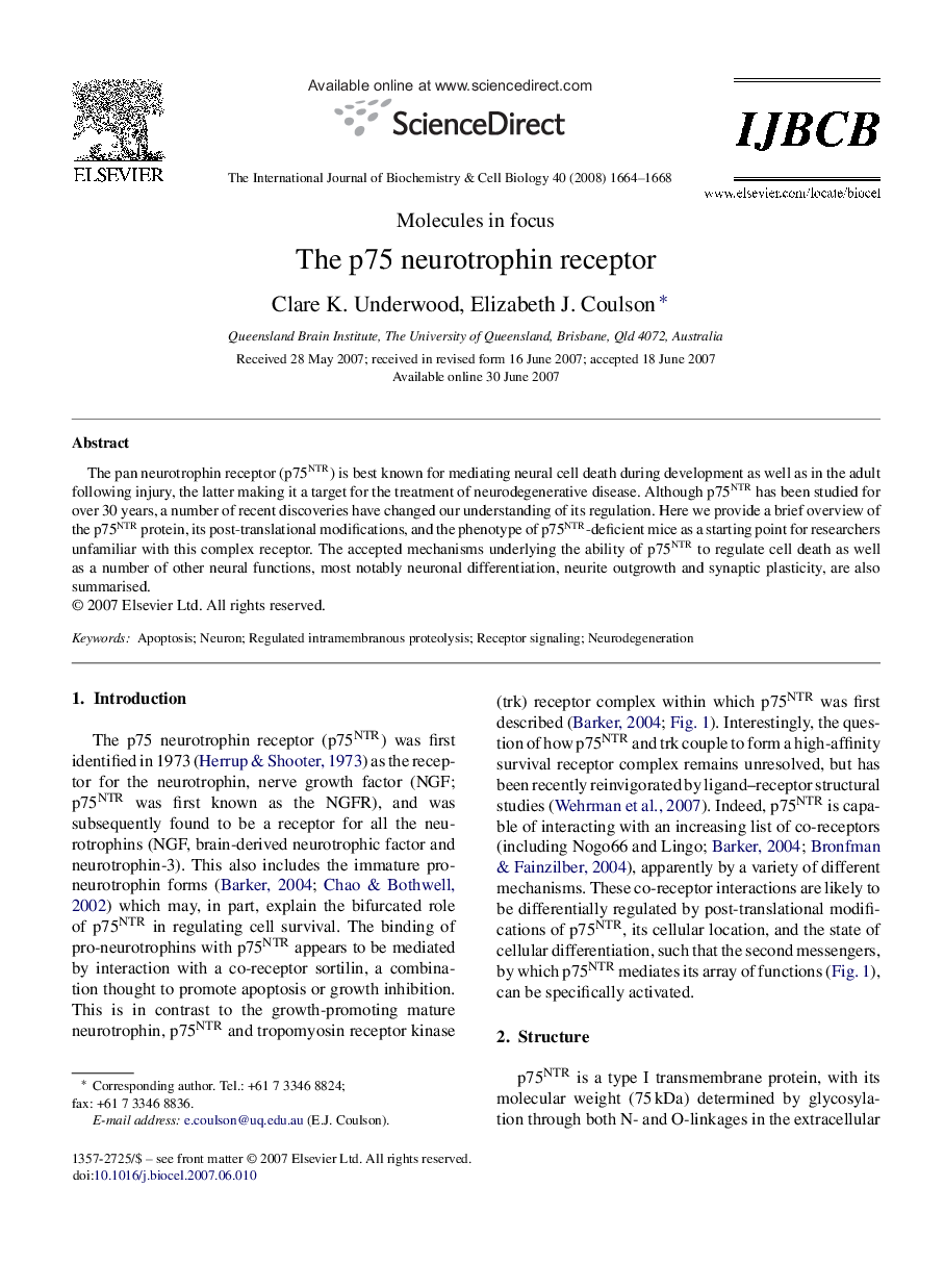 The p75 neurotrophin receptor