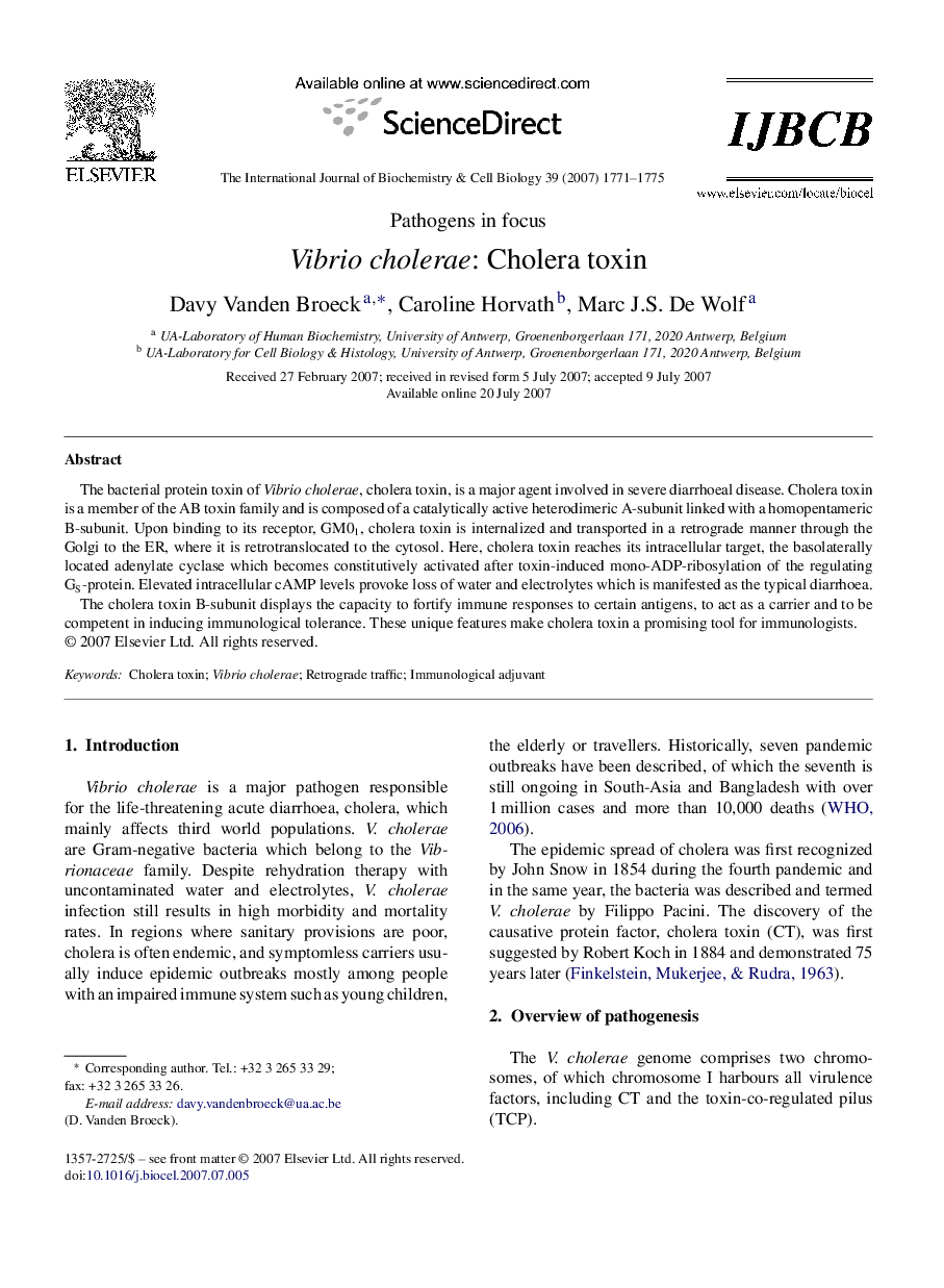 Vibrio cholerae: Cholera toxin