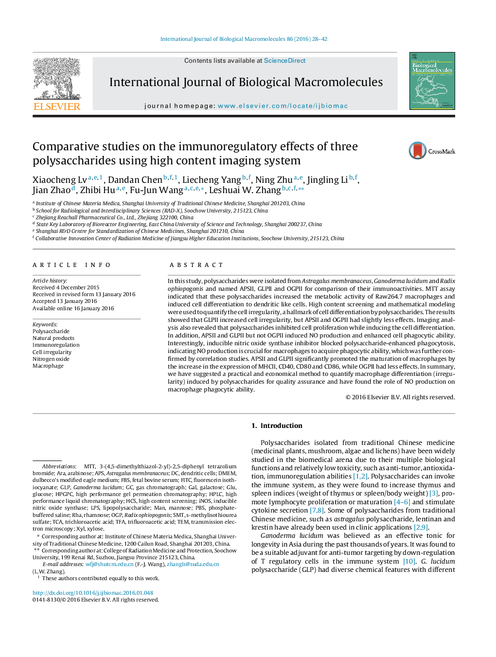 Comparative studies on the immunoregulatory effects of three polysaccharides using high content imaging system