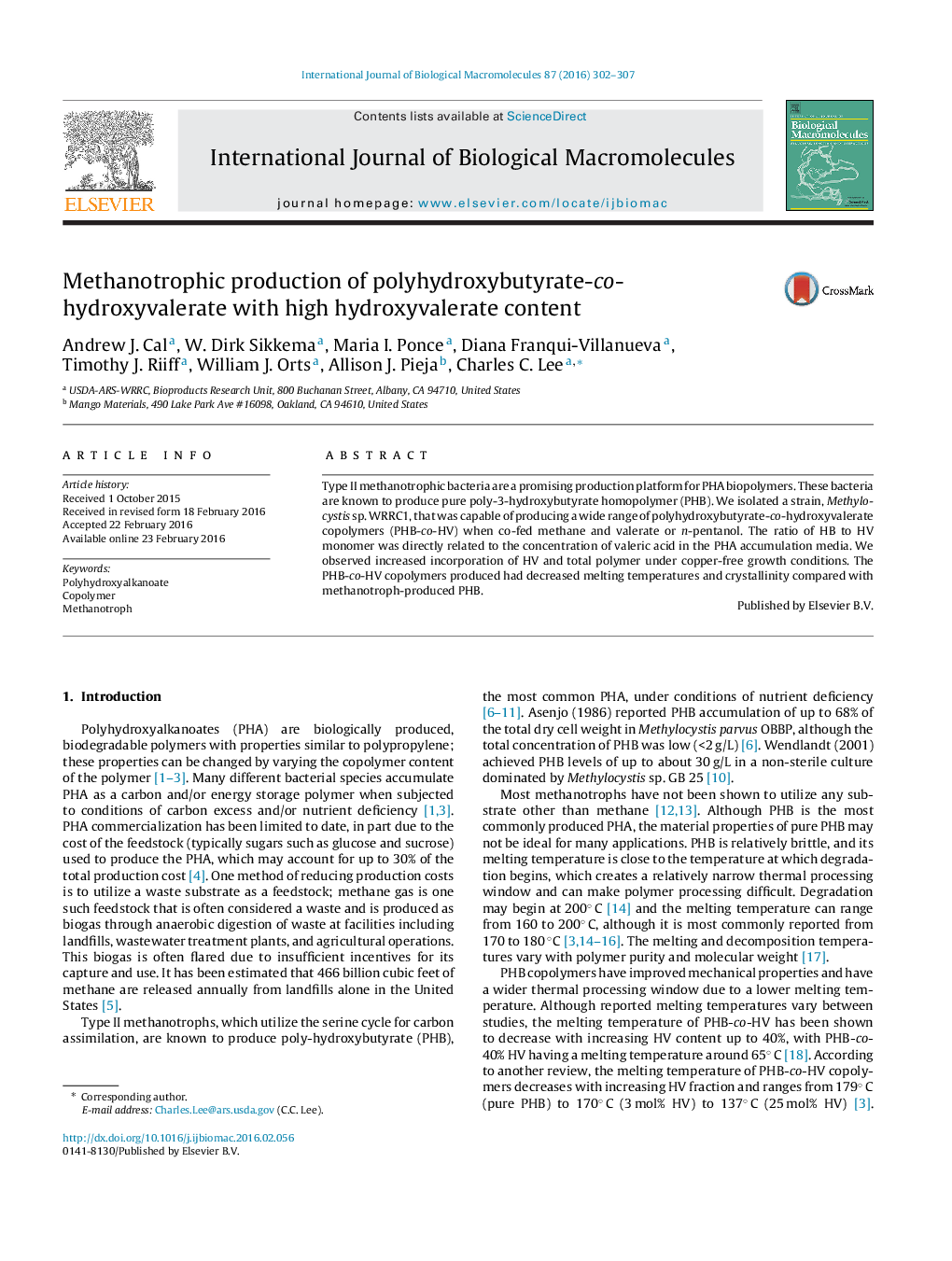 Methanotrophic production of polyhydroxybutyrate-co-hydroxyvalerate with high hydroxyvalerate content