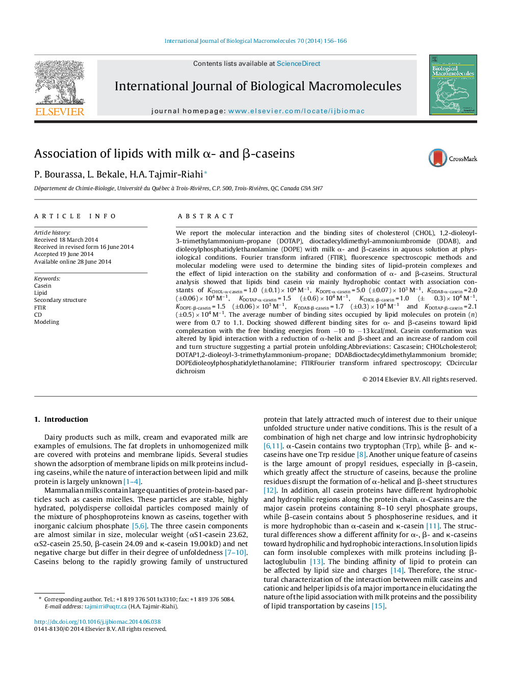 Association of lipids with milk α- and β-caseins