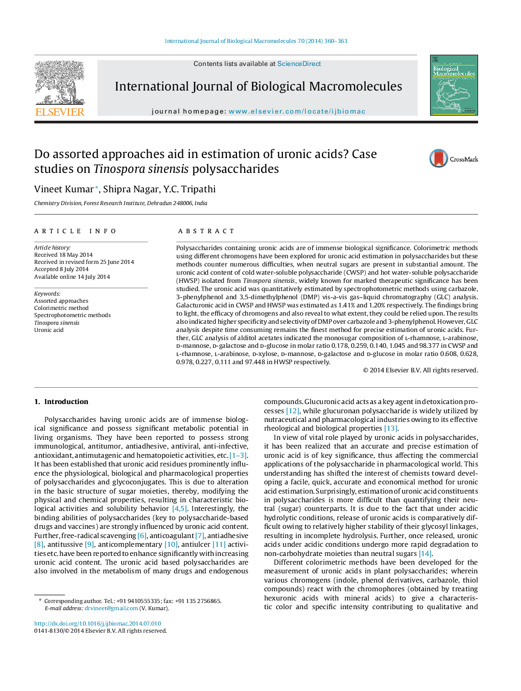 Do assorted approaches aid in estimation of uronic acids? Case studies on Tinospora sinensis polysaccharides