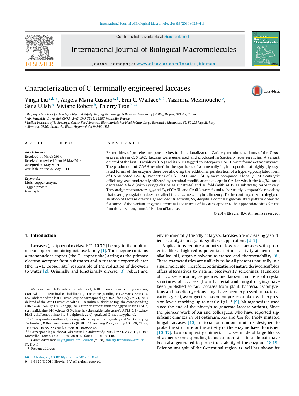 Characterization of C-terminally engineered laccases