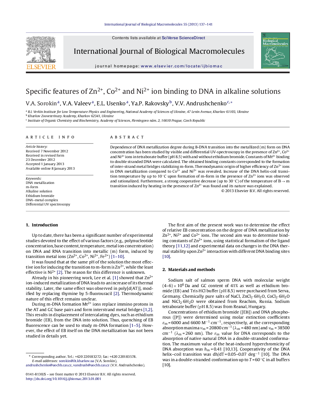 Specific features of Zn2+, Co2+ and Ni2+ ion binding to DNA in alkaline solutions