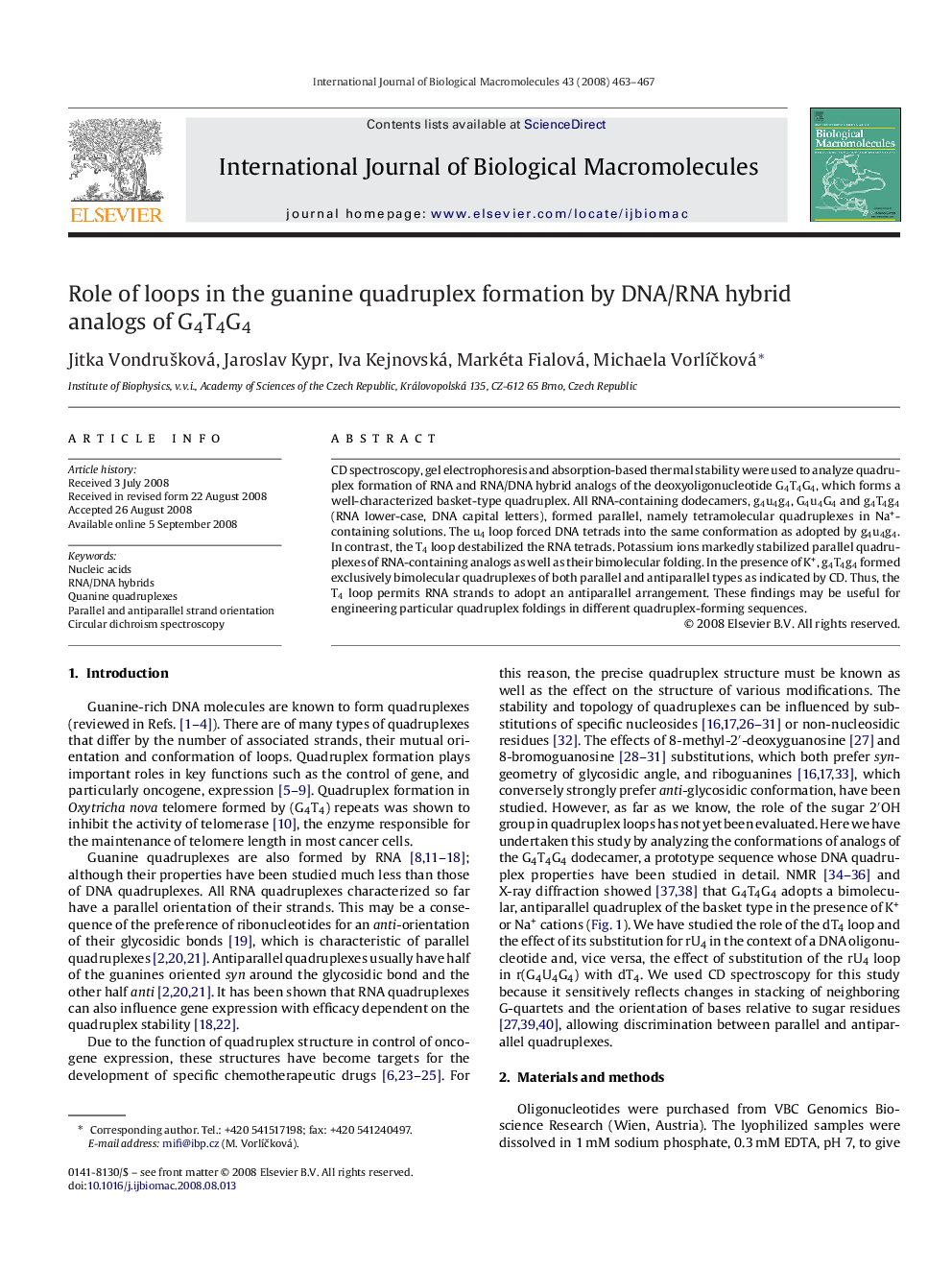 Role of loops in the guanine quadruplex formation by DNA/RNA hybrid analogs of G4T4G4